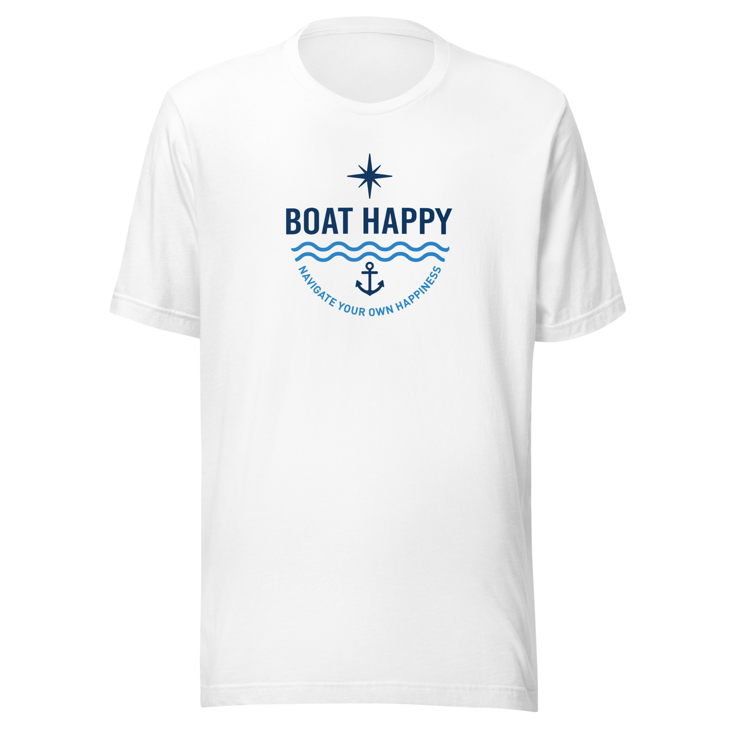 Boat Happy Classic T-Shirt – Nautical Badge Logo | Soft Unisex Tee
