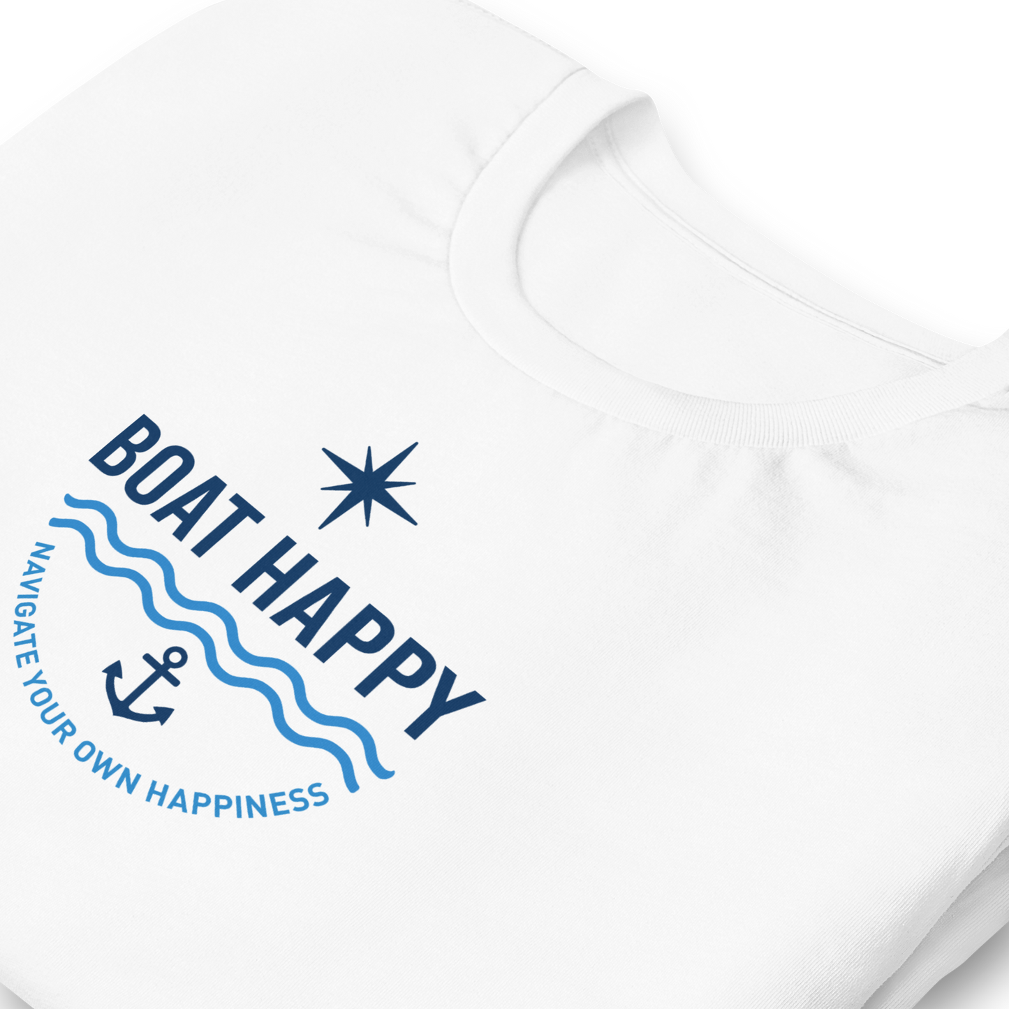 Boat Happy Classic T-Shirt – Nautical Badge Logo | Soft Unisex Tee