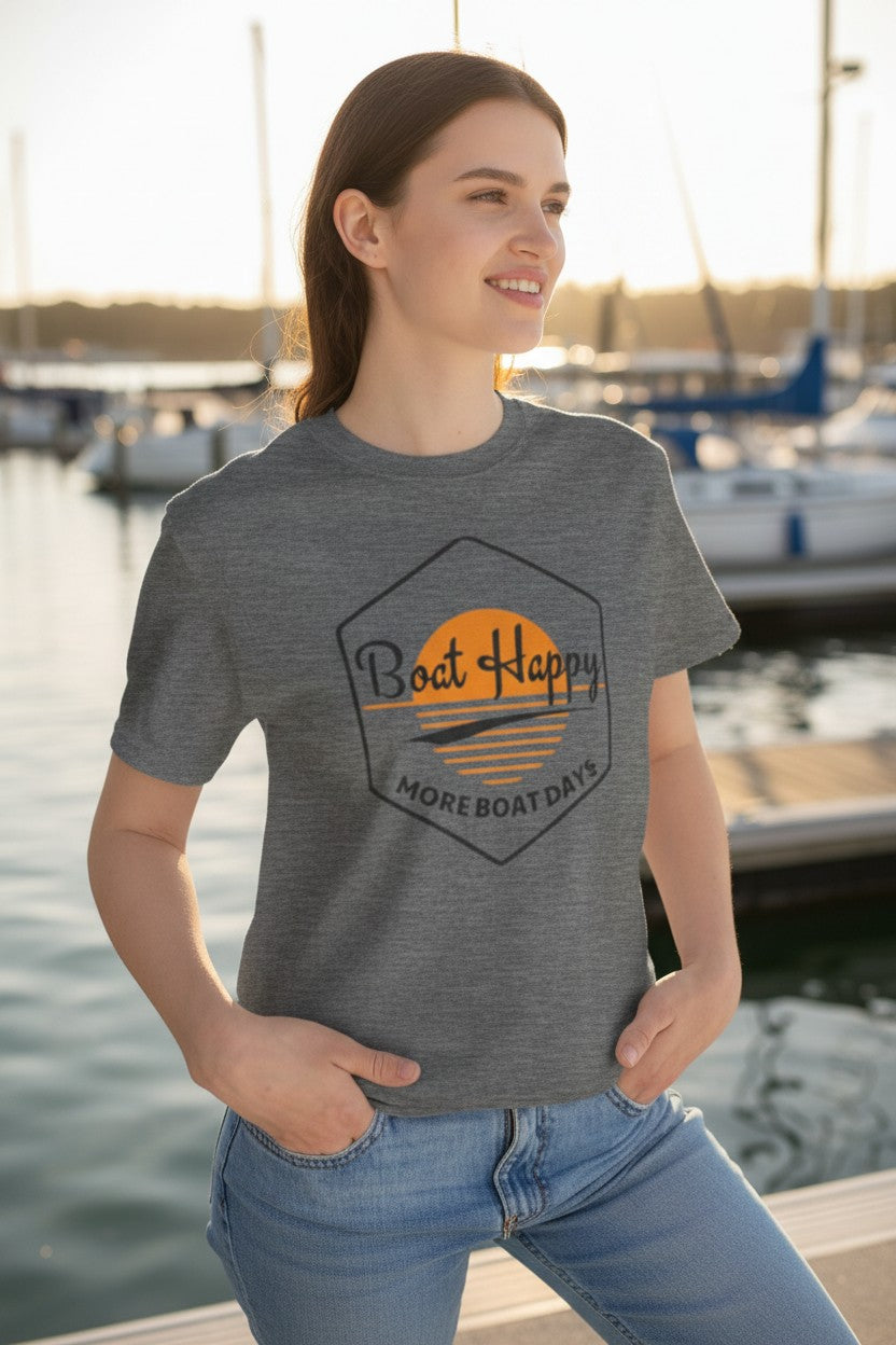 Boat Happy Sunset Hexagon T-Shirt – Coastal Boating Tee