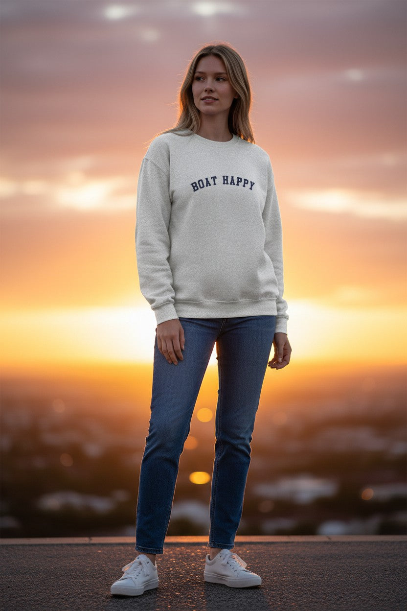 Boat Happy Classic Crewneck – Cozy Nautical Boating Sweatshirt