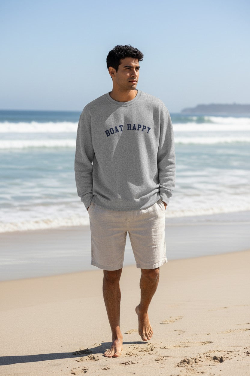 Boat Happy Classic Crewneck – Cozy Nautical Boating Sweatshirt