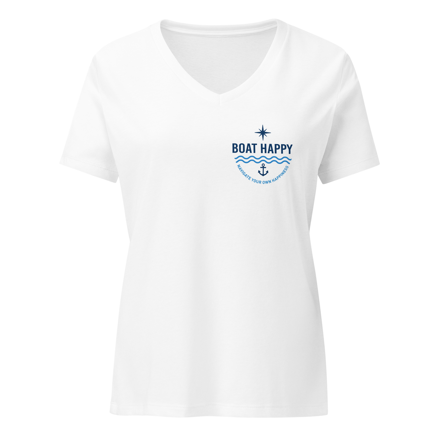 Boat Happy Women’s Coastal V-Neck Tee – Navigate Your Own Happiness