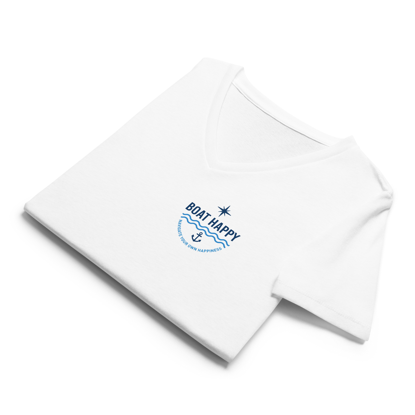 Boat Happy Women’s Coastal V-Neck Tee – Navigate Your Own Happiness