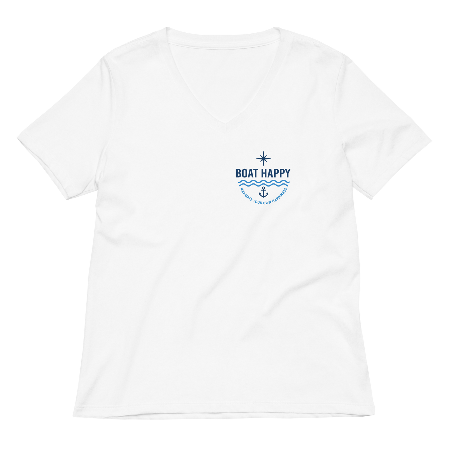 Boat Happy Women’s Coastal V-Neck Tee – Navigate Your Own Happiness